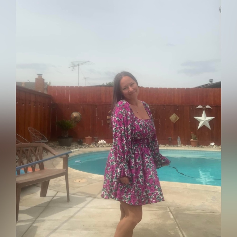 Adorable smocked floral on or off shoulder dress